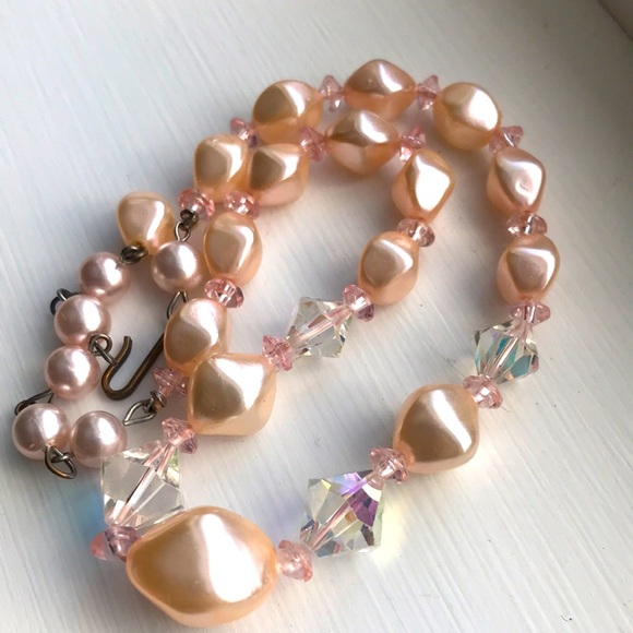 Vintage pearl and crystal beaded necklace 1950’s - Picture 1 of 4
